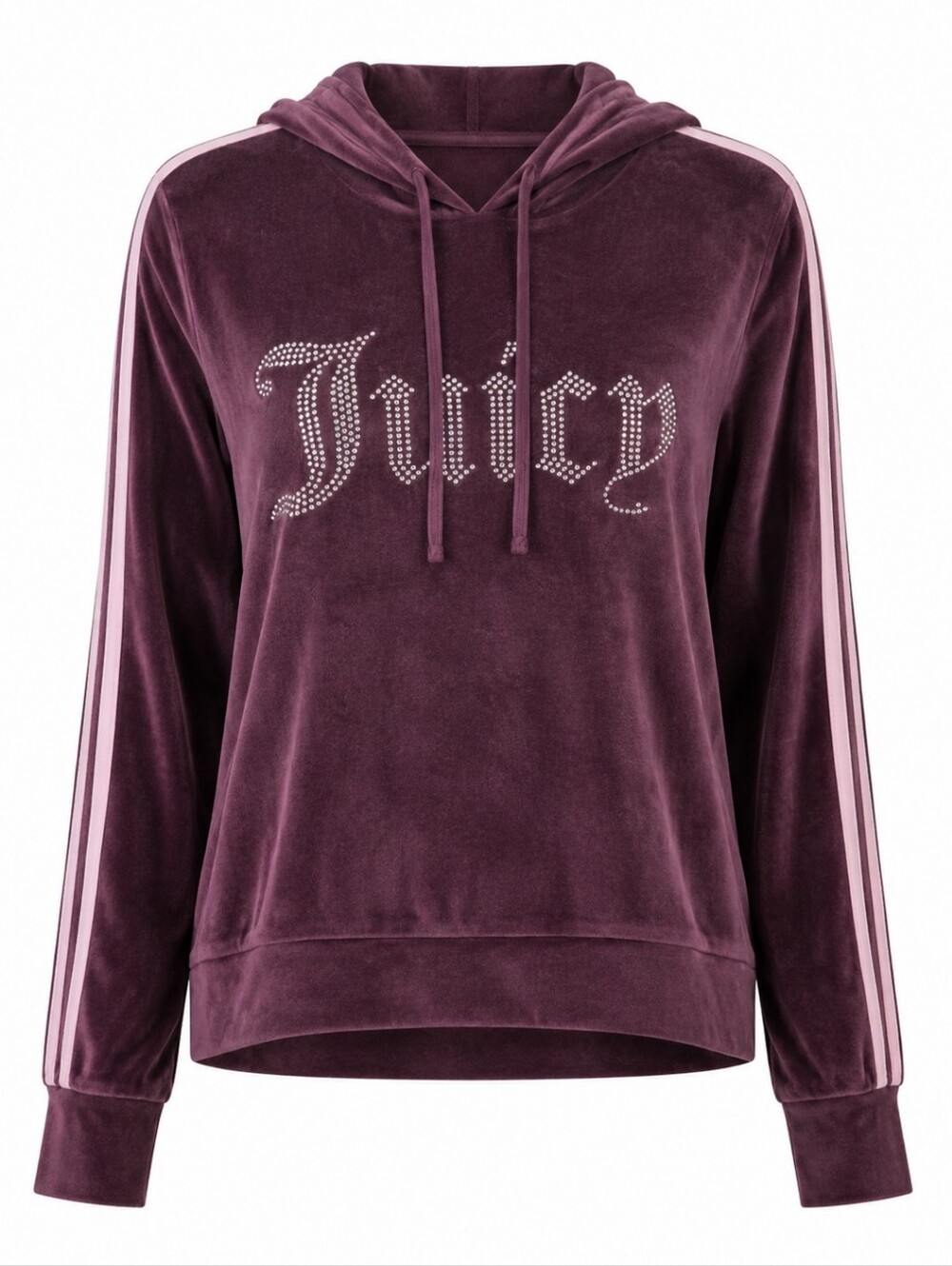 Juicy Couture Velour Hoodie Medium Rhinestone Logo Burgundy Mauve Y2K Lounge Top